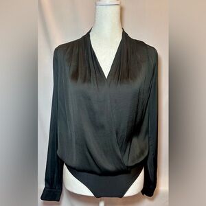 NWOT Sincerely Jules Classic Sateen Black Bodysuit